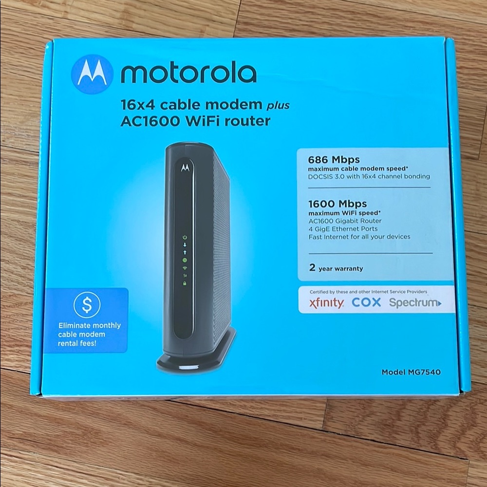 Motorola Black Cable Modem Plus AC1600 WiFi Router